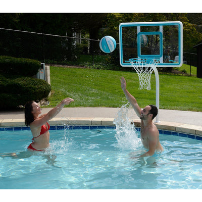 Dunn-Rite Deck Shoot 18" Stainless Steel Poolside Basketball Hoop & Ball, Clear