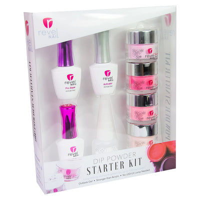 Revel Nail Dip Powder Starter Kit, Pretty in Pink w/ Activator & 4 Powders