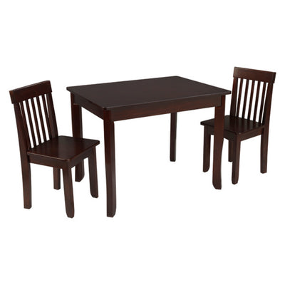 KidKraft Avalon II Wood Square Table and 2 Chairs Set, Espresso Finish(Open Box)