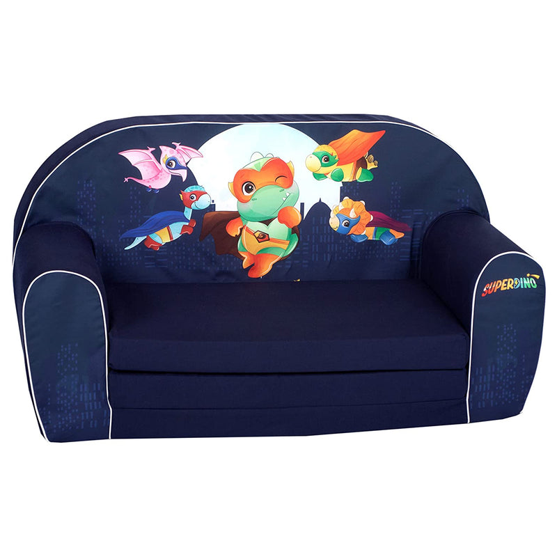 Delsit Toddler Couch and Kids 2 in 1 Double Sofa, Super Dinosaurs (Open Box)
