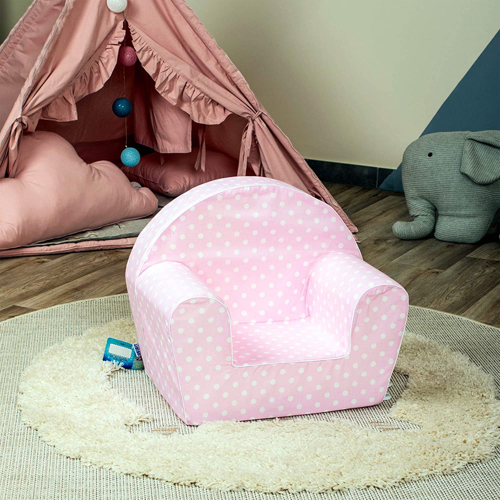Delsit Lightweight Toddler Chair and Kids Reading Armchair, Pink w/ Dots (Used) - VMInnovations