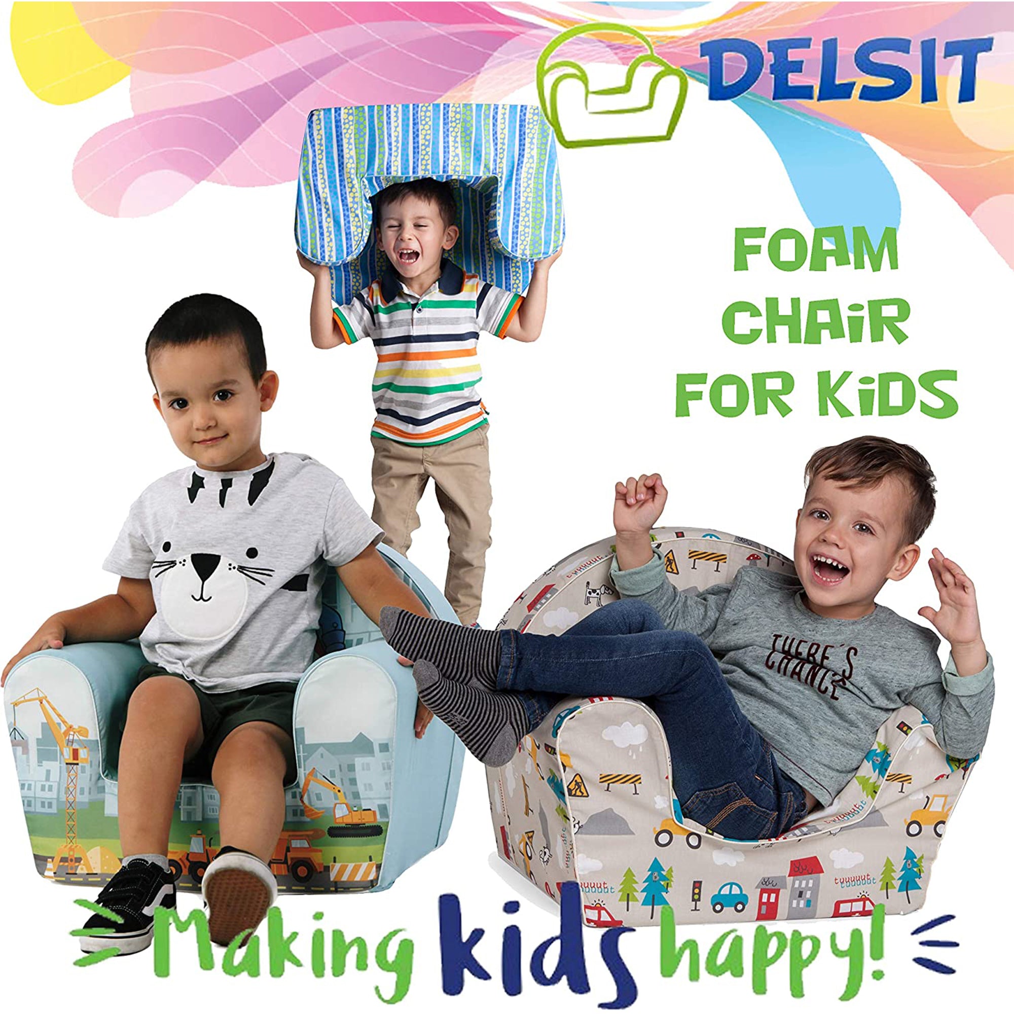 Delsit Lightweight Toddler Chair and Kids Reading Armchair, Pink w/ Dots (Used) - VMInnovations
