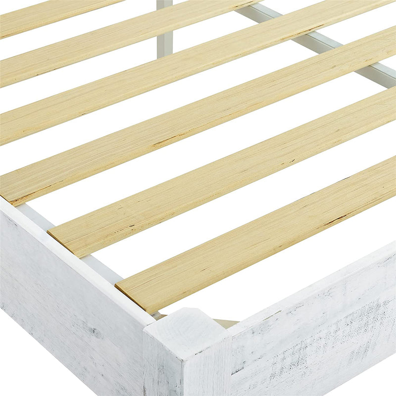 MUSEHOMEINC Solid Pine Wood 12 Slat Platform Rustic Bed Frame, Full (Used)
