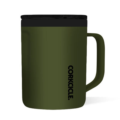 Corkcicle 16 Ounce Coffee Mug Triple Insulated Stainless Steel Cup, Matte Olive