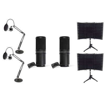 Zoom Dynamic Microphone w/ PylePro Isolation Shield & Desktop Stand (2 Pack)