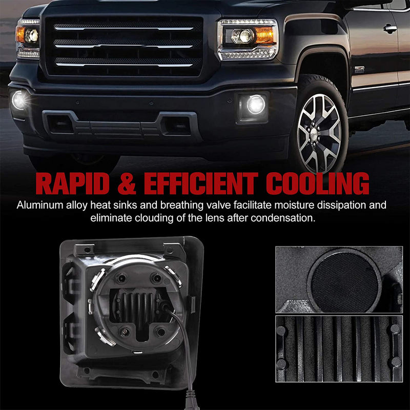Fieryred LED Fog Light, Compatible with 2014-2015 GMC Sierra, Bumper Placement