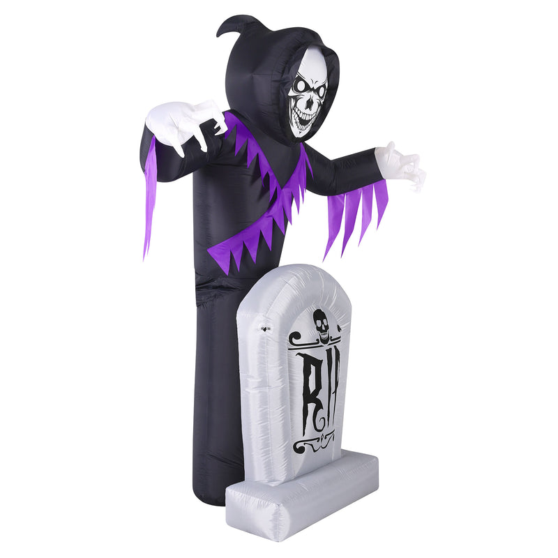 8 Ft LED Inflatable Halloween Grave and Grim Reaper Yard Decoration (Used)