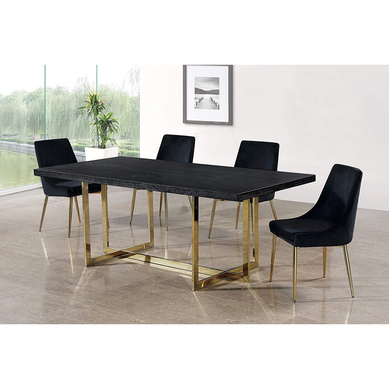 Meridian Furniture Karina Contemporary Velvet Dining Chairs, Black (Set of 2)