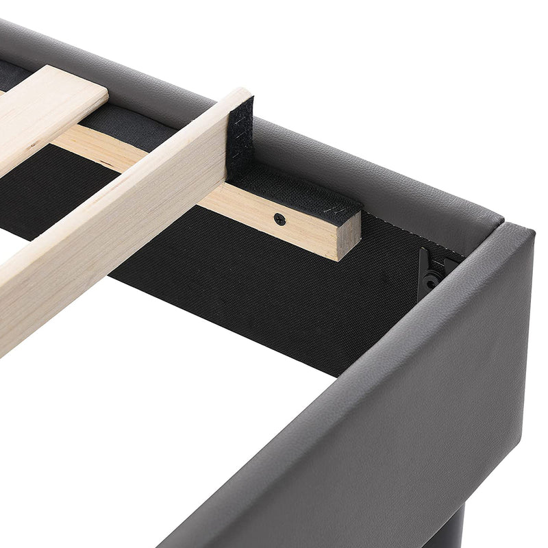 BIKAHOM Tufted Upholstered Platform Bed Frame w/Adjustable Headboard, Full, Grey