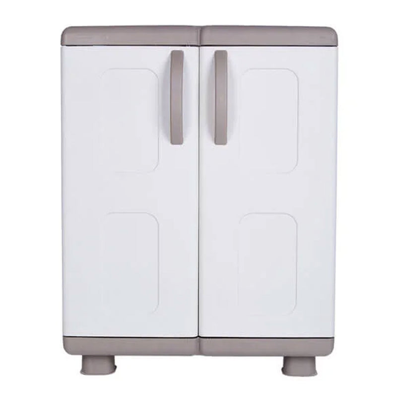 Homeplast Eve Cabinet 2 Door 2 Shelf Outdoor Plastic Storage Unit, Beige/White