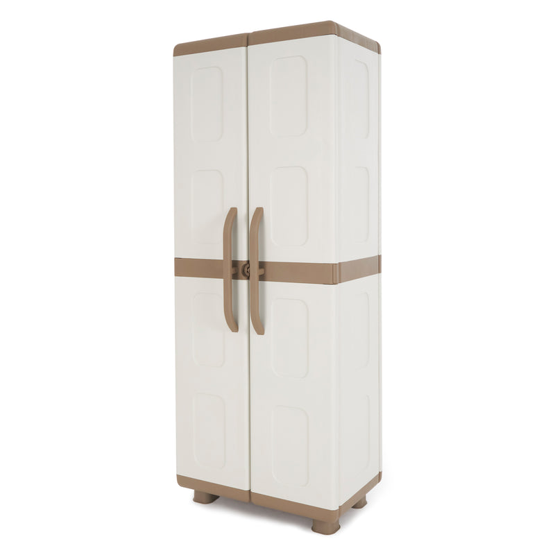Homeplast Leto 55 lb. Capacity Shoe Rack Storage Cabinet, Holds 20 Pairs, Beige/White