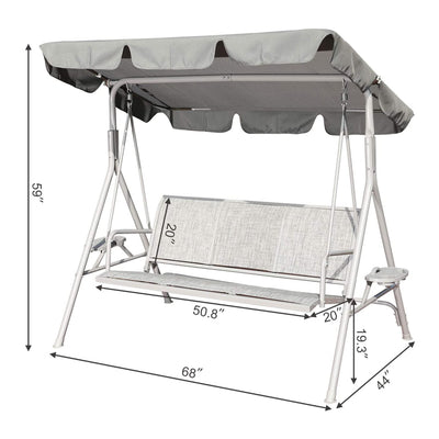 GOLDSUN 3 Person Glider Swing Hammock Chair with Utility Tray and Canopy, Gray