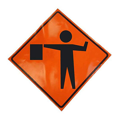 Eastern Metal Signs and Safety 36 x 36 Inch Flagger Symbol Roll Up Warning Sign