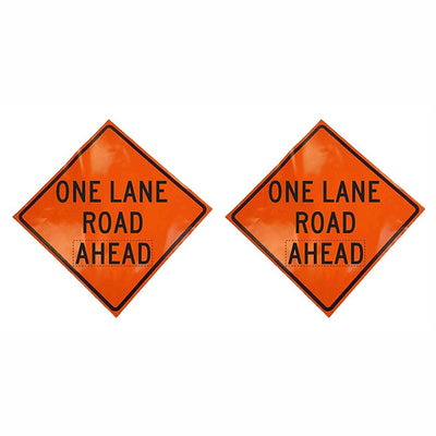 Eastern Metal Signs and Safety 36x36in One Lane Road Ahead Warning Sign (2 Pack)