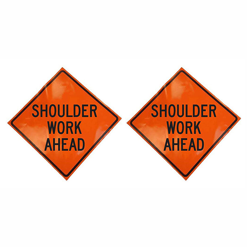 Eastern Metal Signs and Safety 36x36" Shoulder Work Ahead Warning Sign, (2 Pack)