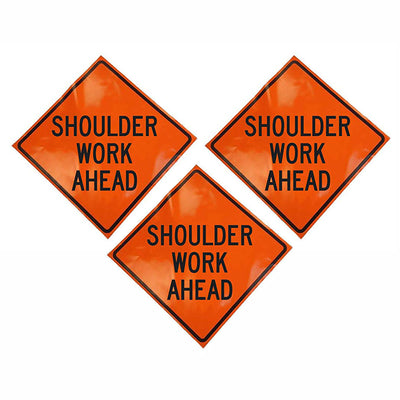 Eastern Metal Signs and Safety 36x36" Shoulder Work Ahead Warning Sign, (3 Pack)
