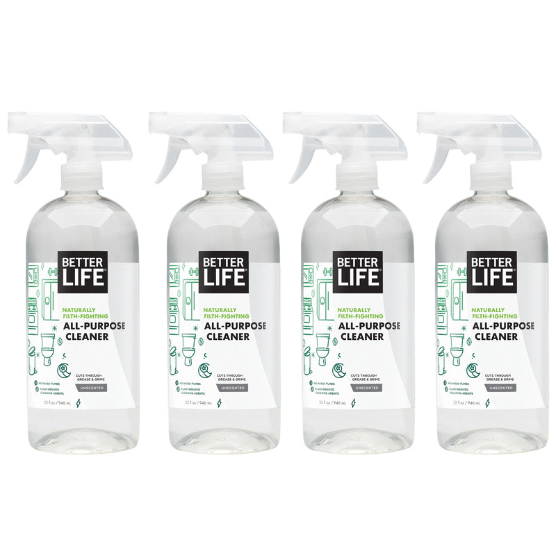 Better Life Filth Fighting All Purpose Cleaner, 32 Fl Oz, Unscented (4 Pack)