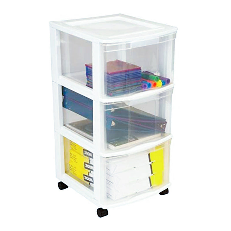 Gracious Living Classic 3 Drawer Organizer Plastic Storage Cart, White(Open Box)