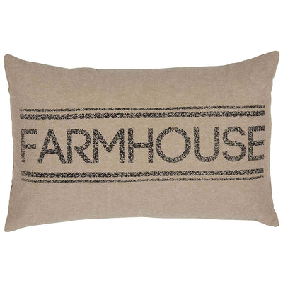 VHC Brands Sawyer Mill 14x22" Throw Pillow, Farmhouse, Charcoal (Used)