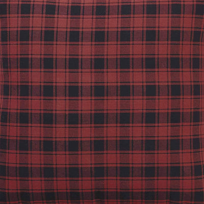 VHC Brands 18x18 Inch Cumberland Buffalo Check Plaid Cotton Square Pillow, Red
