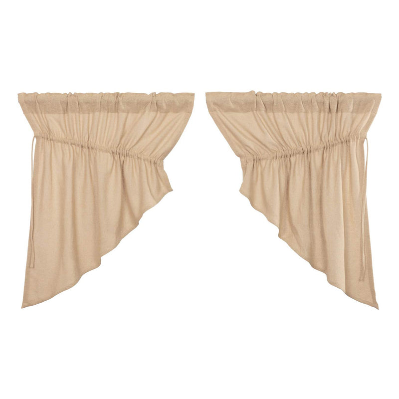 VHC Brands Burlap Cotton Window Curtain Prairie Swag Set, Tan (2 Panels) (Used)
