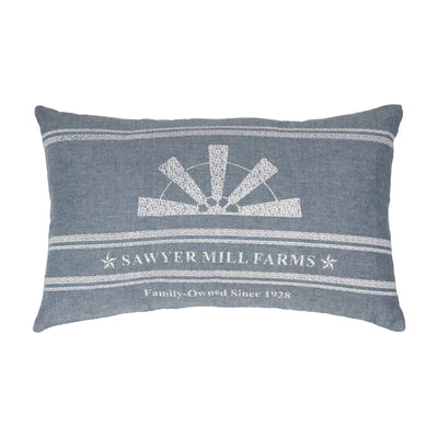 VHC Brands Sawyer Mill 14x22" Rectangular Accent Throw Pillow, Windmill, Blue