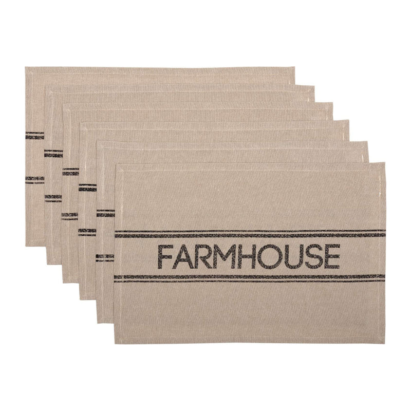 VHC Brands Sawyer Mill 12x18" Rectangular Cotton Placemats, Farmhouse, Set of 6