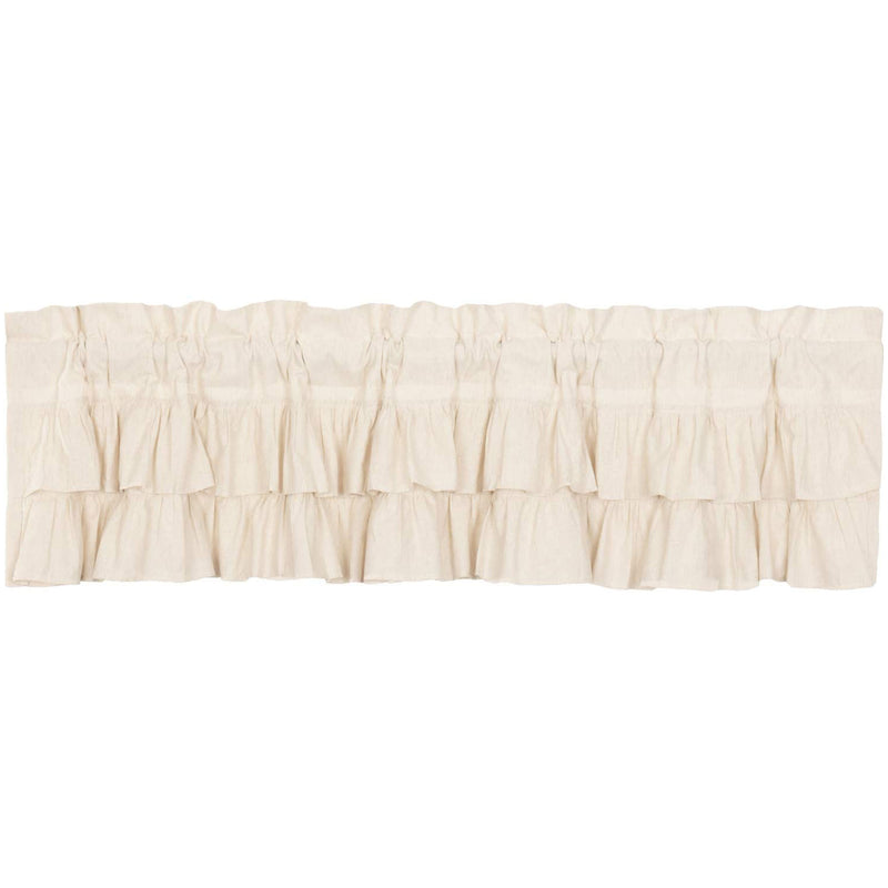 VHC Brands Simple Life Flax Ruffled Cotton Tier Curtain Set, Natural Creme White