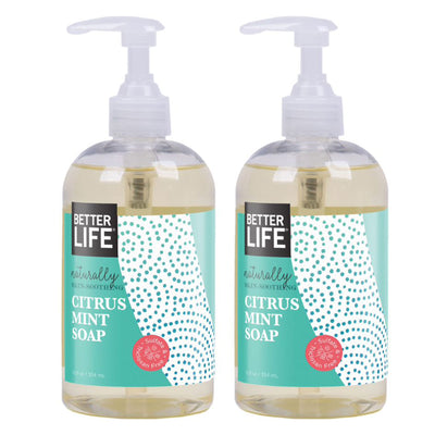 Better Life Plant Based Hand, Face, & Body Soap, Citrus Mint, 12 Oz (2 Pack)