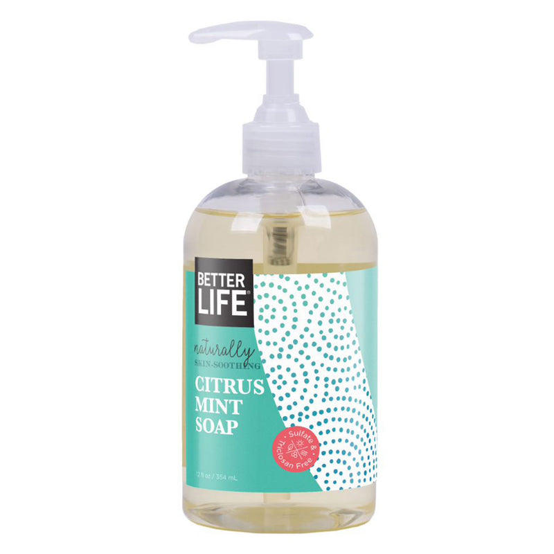Better Life Plant Based Hand, Face, & Body Soap, Citrus Mint, 12 Oz (4 Pack)