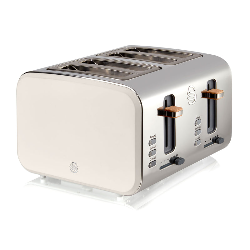 Salton Swan Nordic Toaster 4 Slice with 3 Modes and Crumb Tray (Open Box)