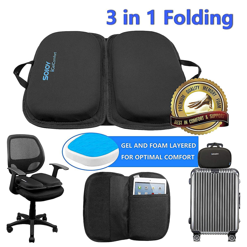 Sojoy iGelComfort 3 In 1 Foldable Gel and Memory Foam Easy Travel Seat Cushion