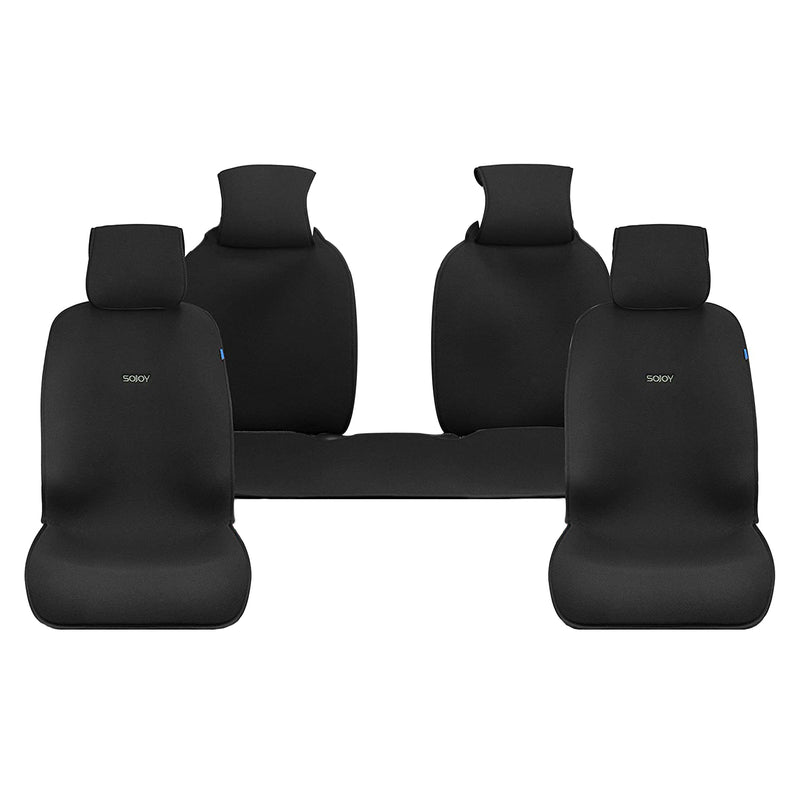 Sojoy Universal Four Seasons Car Seat Covers & Cushions, Full Set, Classic Black