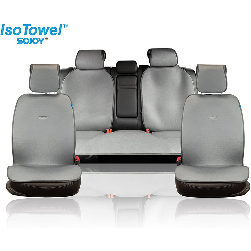 Sojoy Universal Four Seasons Car Seat Covers and Cushions, Full Set, Dark Gray