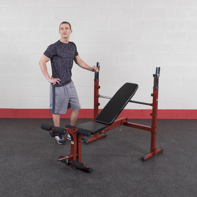 Body Solid BFOB10 Adjustable Olympic Folding Weightlifting Bench for Home Gym