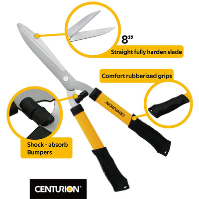 CENTURION 511 8 Inch Precision Steel Blades Hedge Shears with Non-Slip Grips
