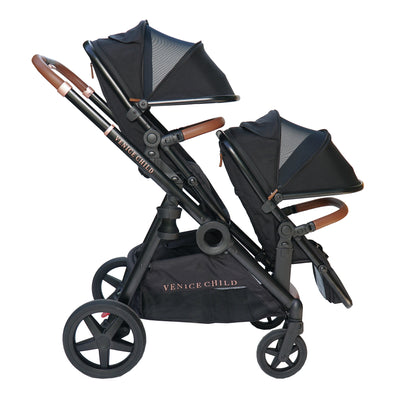 Venice Child Maverick Single Double Folding Stroller w/Seat & Bassinet, Eclipse