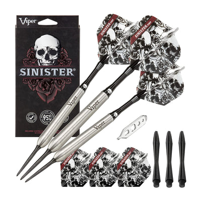 Viper Sinister Aluminum Shaft Tungsten Steel Tipped Darts, 25 Grams (Set of 3)