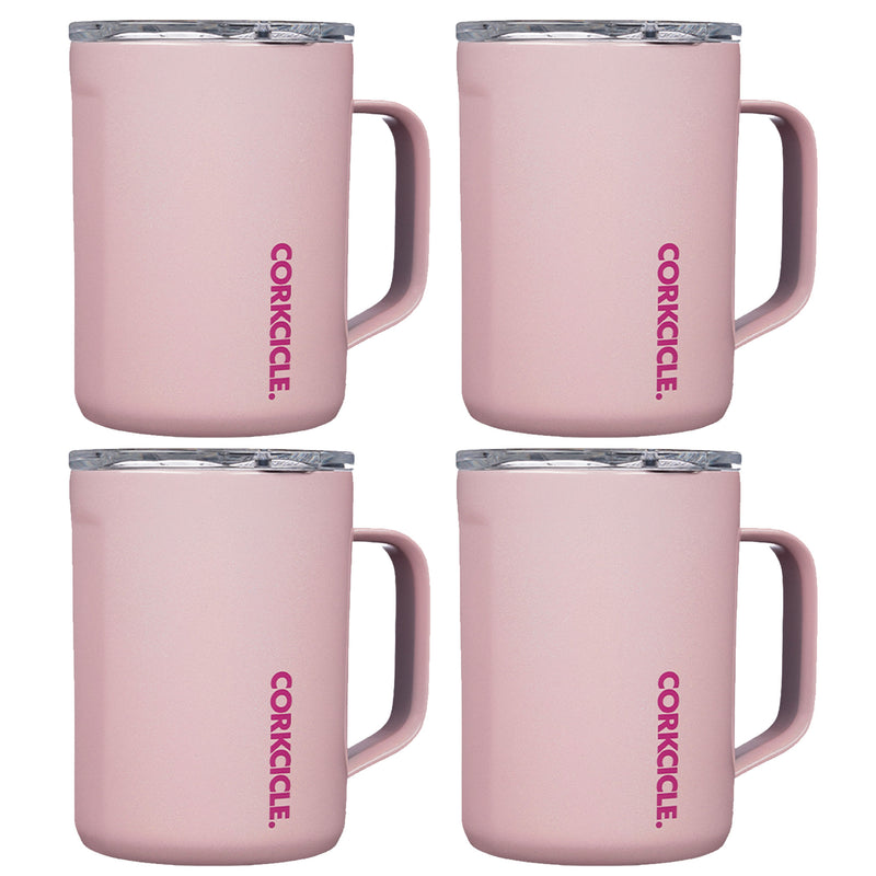 Corkcicle Sparkle 16 Ounce Coffee Mug Insulated Steel Cup, Cotton Candy (4 Pack)