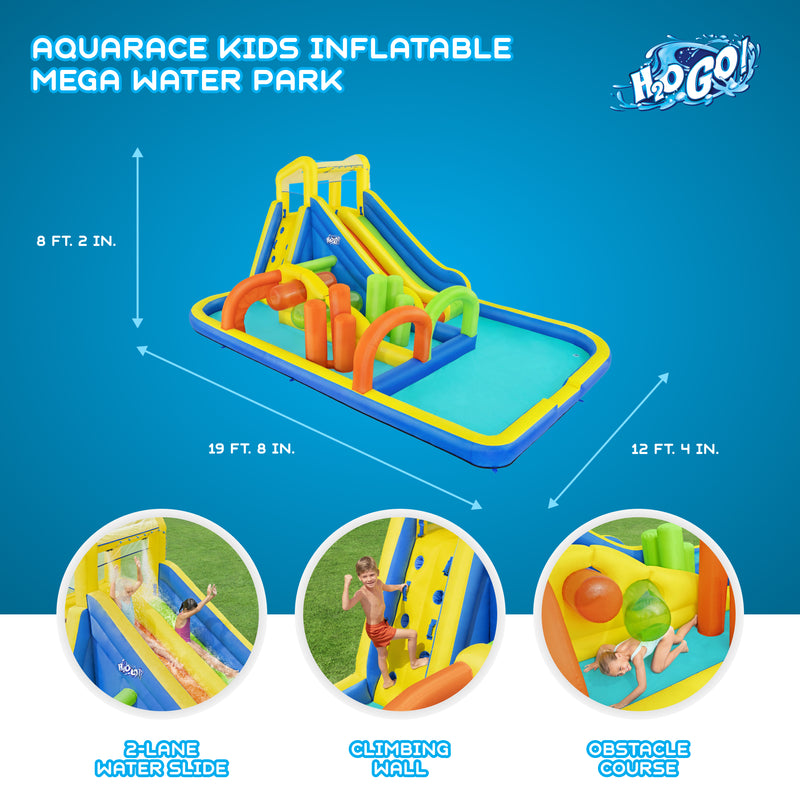 Bestway H2OGO! AquaRace Kids Inflatable Outdoor Water Slide Park with Air Blower