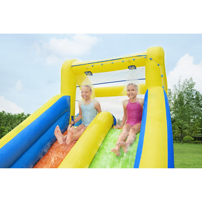 Bestway H2OGO! AquaRace Kids Inflatable Outdoor Water Slide Park with Air Blower