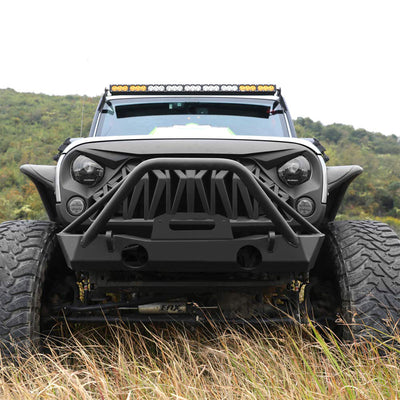 American Modified Front Shark Grille for 2007 to 2018 Jeep Models, Matte Black