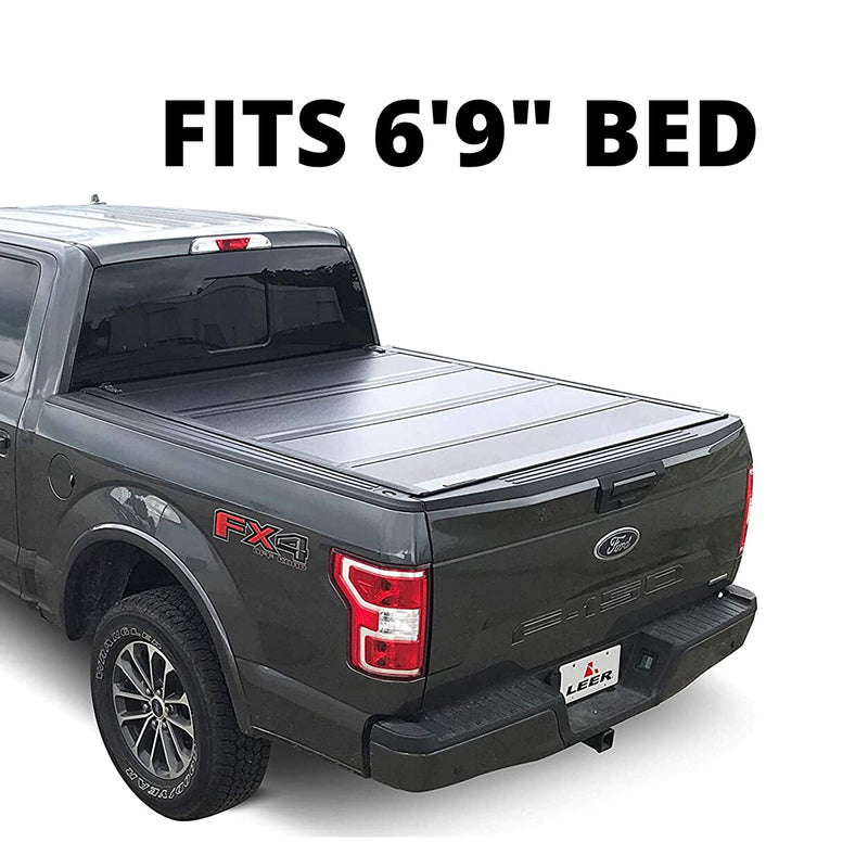 LEER Hard Quad Folding Tonneau Cover for 2017+ Ford Superduty with 6 Ft 9 In Bed