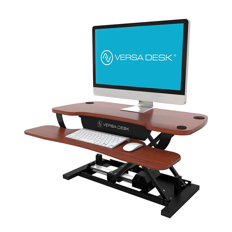 VersaDesk 36 Inch Power Pro Electric Standing Desk Converter, Cherry Woodgrain