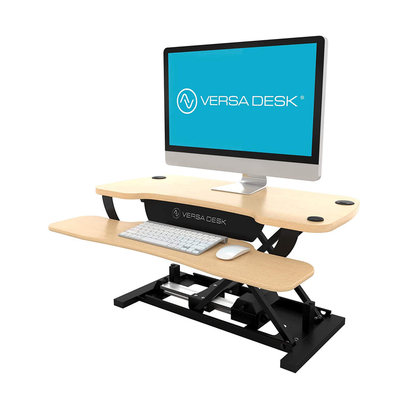 VersaDesk 36 Inch Power Pro Electric Standing Desk Converter, Maple Woodgrain