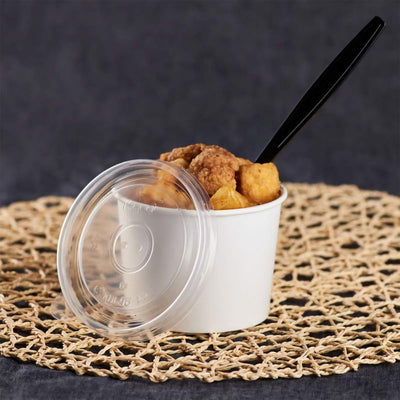 Karat PP Plastic Flat Lids for 6-16oz Poly Paper Food Containers, 1,000 Count