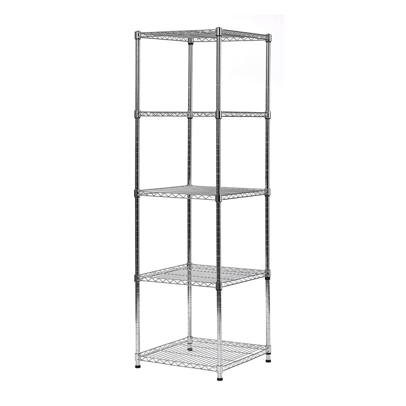 Muscle Rack 59 Inch Tall 5 Tier Steel Wire Slim Shelving Storage Unit, Chrome