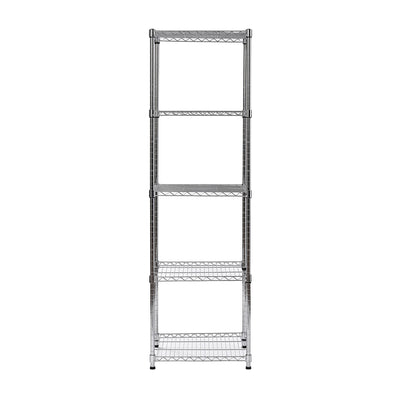 Muscle Rack 59 Inch Tall 5 Tier Steel Wire Slim Shelving Storage Unit, Chrome