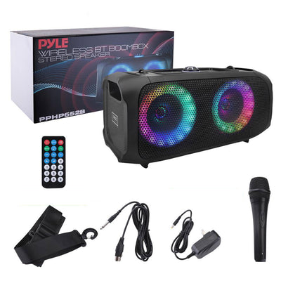 Pyle Multi Purpose 500 Watt Bluetooth Boombox Speaker System with LED Lights