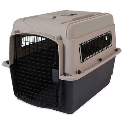 Petmate Ultra Vari 28 Inch Hard Sided Travel Crate Carrier Kennel, Taupe & Black